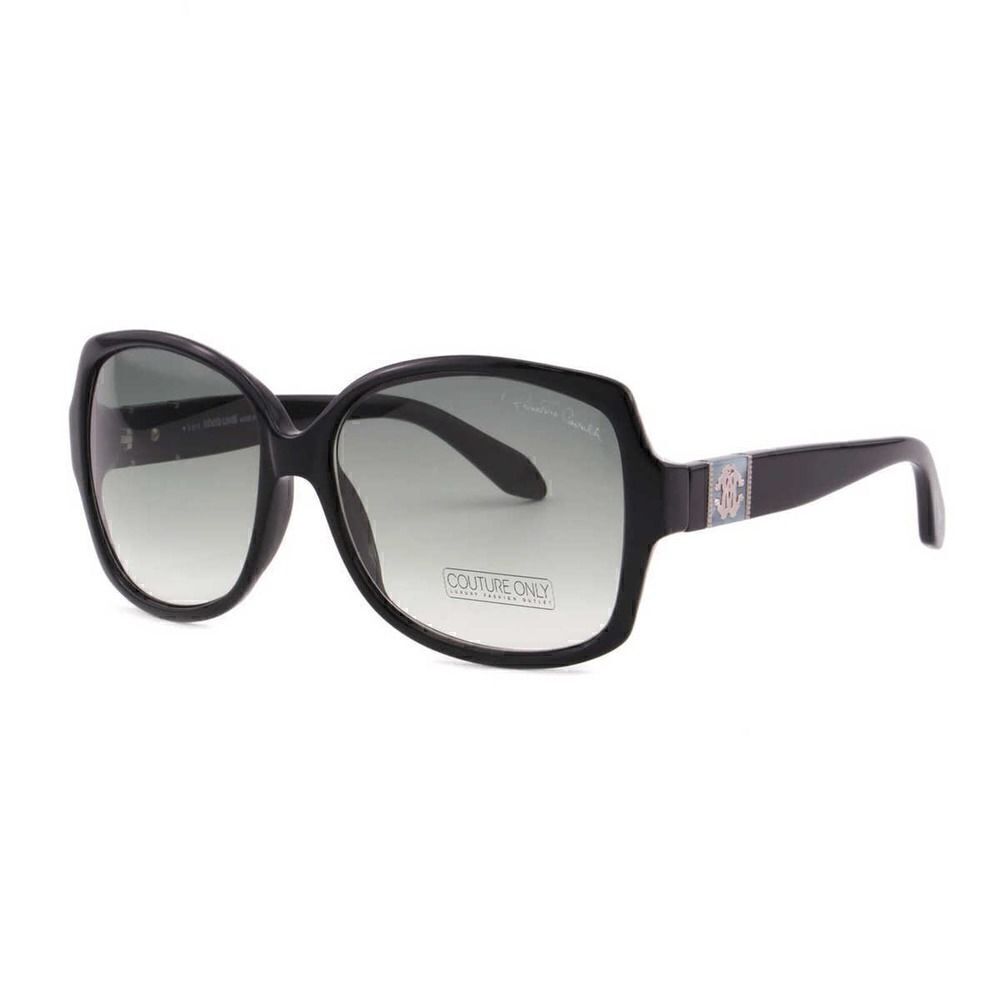 New Roberto Cavalli Women Black Square Sunglasses RC651S Gray-Olive Lens Classic - Picture 5 of 12